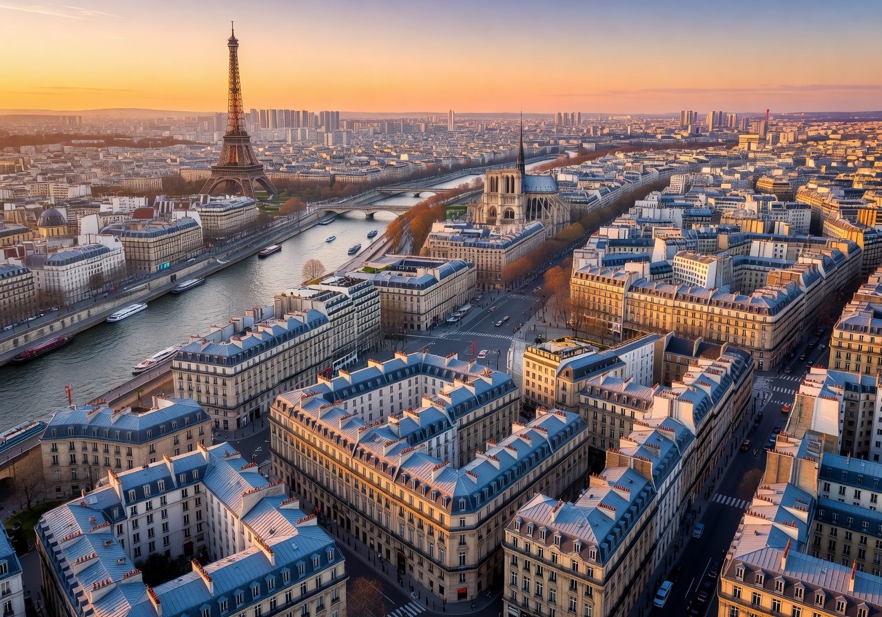 Beautiful aerial view of Paris cityscape